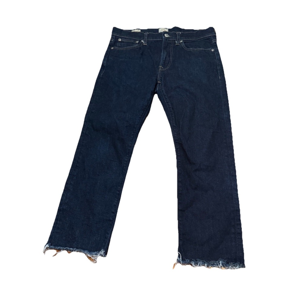 J. Crew 484 Stretch Denim Jeans Size 31/30 Slim Fit Tapered Leg Raw Cut‎ Off Hem